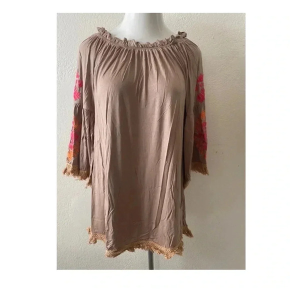 🆕Velzera Floral Embroidered Tassel Peasant Dress Boho L🆕 - Picture 4 of 6